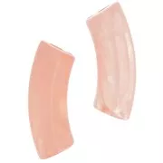 Perles tube incurvé en acrylique transparent 35x11mm Marbré Saumon x6