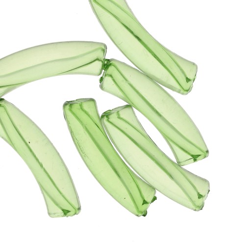 Perles tube incurvé 32x8 mm en acrylique transparent - Vert clair x6