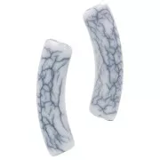 Perles tube incurvé 32x8 mm en acrylique opaque - effet craquelé - Blanc x6