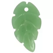 Pendentif feuille en verre 18x10 mm - Vert x1
