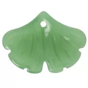 Pendentif feuille Ginkgo en verre 15x20 mm - Vert x1