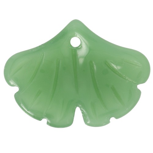 Pendentif feuille Ginkgo en verre 15x20 mm - Vert x1
