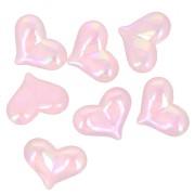 Perle coeur en acrylique - 17x22 mm - Rose irisé effet AB x1