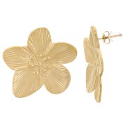 Boucles d'oreilles fleur de cerisier 30 mm Acier inoxydable 304L Doré x2|raw }}