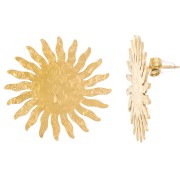 Boucles d'oreilles soleil martelé 30 mm Acier inoxydable 304L Doré x2|raw }}
