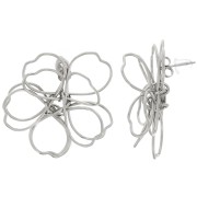 Boucles d'oreilles fleur en fil - volume 3D - 35 mm Acier inoxydable 316L x2|raw }}