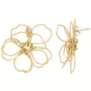 Boucles d'oreilles fleur en fil - volume 3D - 35 mm Acier inoxydable 304 Doré x2