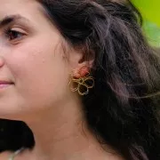 Boucles d'oreilles fleur en fil - volume 3D - 35 mm Acier inoxydable 304 Doré x2