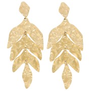 Boucles d'oreilles pendantes feuilles 74x30mm - Acier inoxydable 316L Doré x2