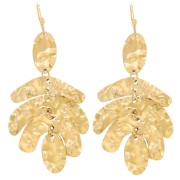 Boucles d'oreilles pendantes feuilles 57x27mm - Acier inoxydable 316L Doré x2|raw }}