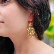 Boucles d'oreilles pendantes feuilles 57x27mm - Acier inoxydable 316L Doré x2