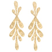 Boucles d'oreilles pendantes feuilles 63X20mm - Acier inoxydable 316L Doré x2