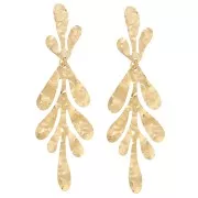 Boucles d'oreilles pendantes feuilles 63X20mm - Acier inoxydable 316L Doré x2