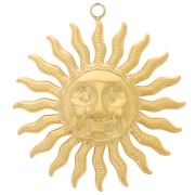 Pendentif soleil motif visage 30 mm - Acier inoxydable 304L Doré x1