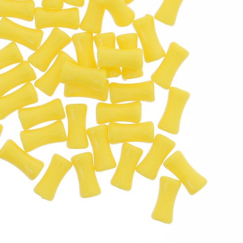 Perles tube de bambou en acrylique opaque 11x5 mm Jaune x30