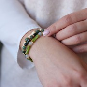 Perles tube de bambou en acrylique transparent 13x5 mm Marbré Vert x15