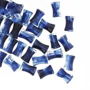 Perles tube de bambou en acrylique transparent 13x8 mm Marbré Bleu Nuit x20