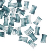 Perles tube de bambou en acrylique transparent 13x8 mm Marbré Bleu Gris x20