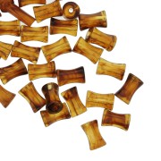 Perles tube de bambou en acrylique transparent 13x8 mm Marbré Ambre x20|raw }}