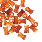 Perles tube de bambou en acrylique transparent 13x8 mm Marbré Orange x20
