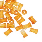 Perles tube de bambou en acrylique transparent 13x8 mm Marbré Jaune Orangé x20