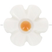 Perle fleur 12 mm en nacre - Blanc - Orange x1