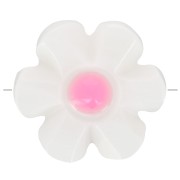 Perle fleur 12 mm en nacre - Blanc - Rose x1