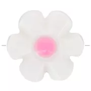 Perle fleur 12 mm en nacre - Blanc - Rose x1
