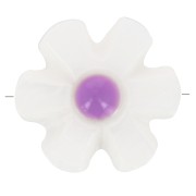 Perle fleur 12 mm en nacre - Blanc - Violet x1