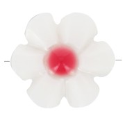 Perle fleur 12 mm en nacre - Blanc - Rouge Corail x1