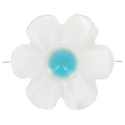 Perle fleur 12 mm en nacre - Blanc - Bleu x1|raw }}