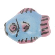 Perle poisson en céramique 12x15 mm Bleu Ciel - Rose x1|raw }}