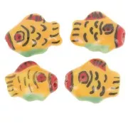 Perle poisson en céramique 12x15 mm Jaune - Rouge x1