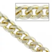 Chaîne en aluminium maille gourmette 11x14 mm doré x1m
