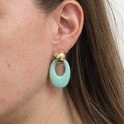 Pendentif ovale évidé en résine opaque 33x23 mm - Vert foncé x1