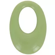 Pendentif ovale évidé en résine opaque 33x23 mm - Vert Olive x1
