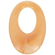 Pendentif ovale évidé en résine translucide 33x23 mm - Marbré abricot x1