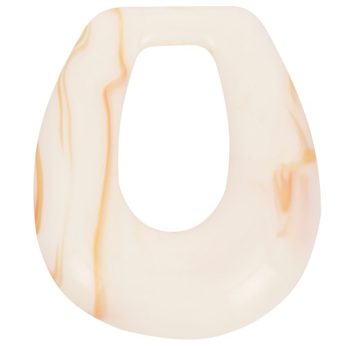 Pendentif goutte évidée en résine opaque 28x25 mm - Marbré Beige x1