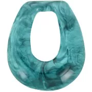 Pendentif goutte évidée en résine translucide 28x25 mm - Marbré Vert Turquoise x1
