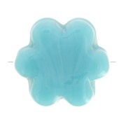 Perle fleur 17 mm en verre - Marbré Bleu x1