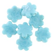Perle fleur 17 mm en verre - Marbré Bleu x1