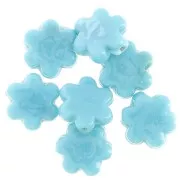 Perle fleur 17 mm en verre - Marbré Bleu x1