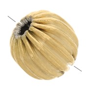 Perle ronde striée 6 mm - Acier inoxydable 304 Doré x1