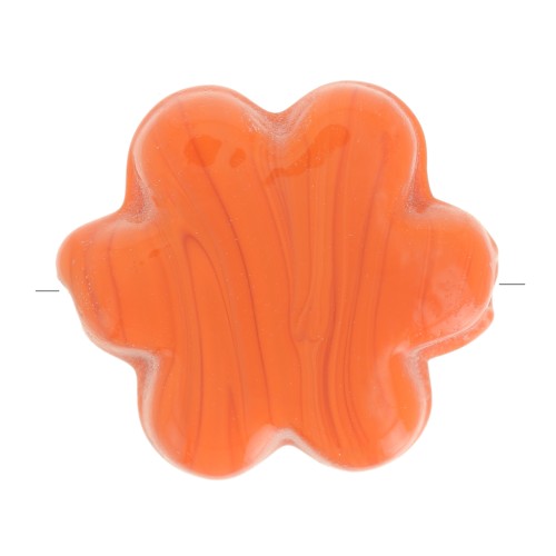 Perle fleur 17 mm en verre - Marbré Orange x1
