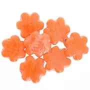 Perle fleur 17 mm en verre - Marbré Orange x1