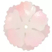 Pendentif Fleur 27 mm double pétales en Acrylique - Rose nacré x1