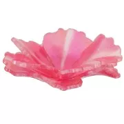 Pendentif Fleur 27 mm double pétales en Acrylique - Rouge nacré x1