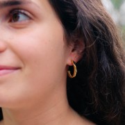 Créoles texturées 23 mm - Acier inoxydable 304L Doré x2