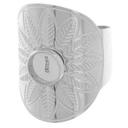 Bague large réglable ethnique - cabochon 6 mm - T. 52 à 58 - Acier inoxydable 316L