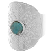 Bague large réglable ethnique - cabochon 6 mm - T. 52 à 58 - Acier inoxydable 316L